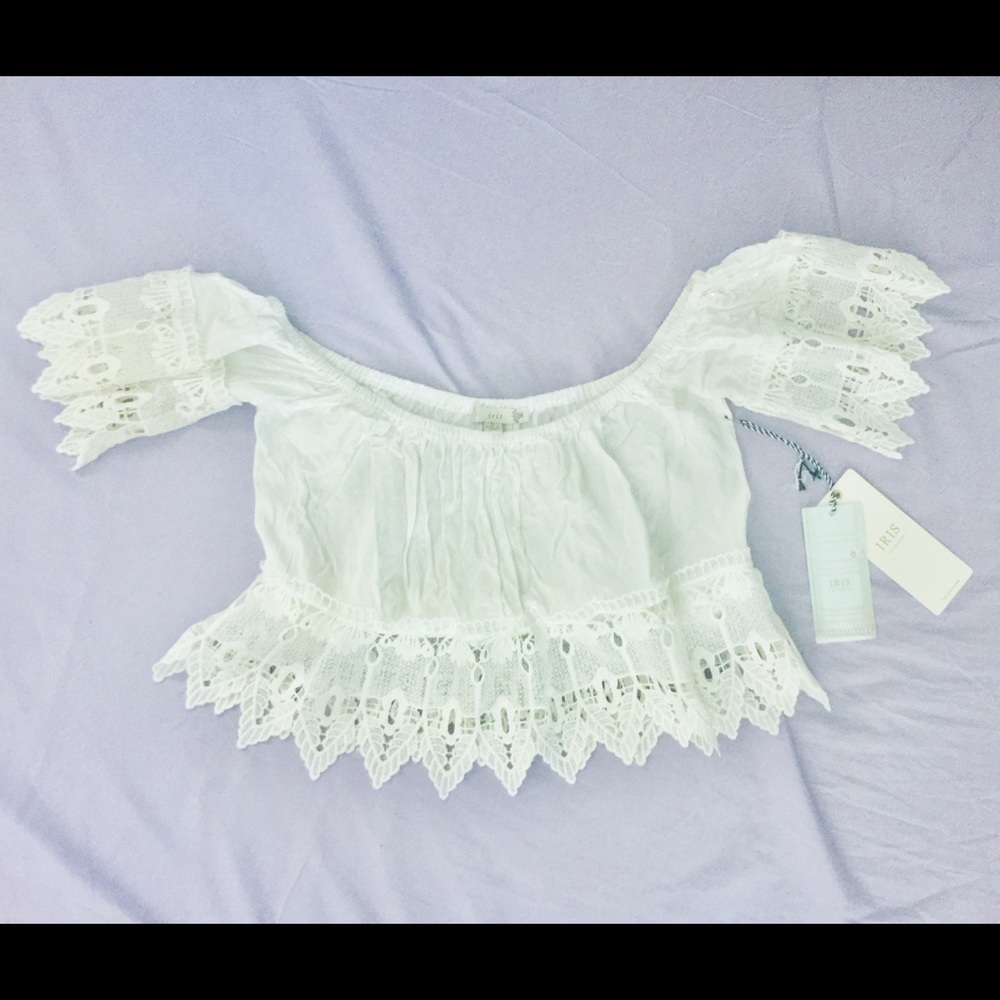 Lace Off the Shoulder Crop Top